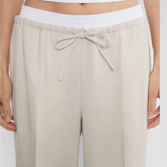 NWT!Aritzia Babaton Equity Pants Wide-leg 95%wool twill pants Size L Matte Pearl - Picture 5 of 8